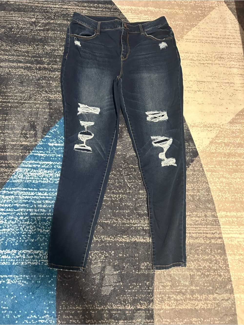 Maurices Dark Blue Ripped Skinny Jeans